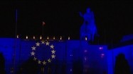 Iluminacja flagi Unii Europejskiej na Pałacu Prezydenckim