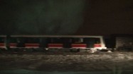 Pociąg stojący zimą na bocznicy