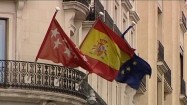 Flagi wspólnoty autonomicznej Madrytu, Hiszpanii i Unii Europejskiej