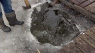 Przerębel w lodzie na jeziorze